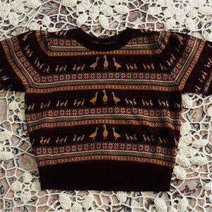 Women's Brown Patterned Sweater